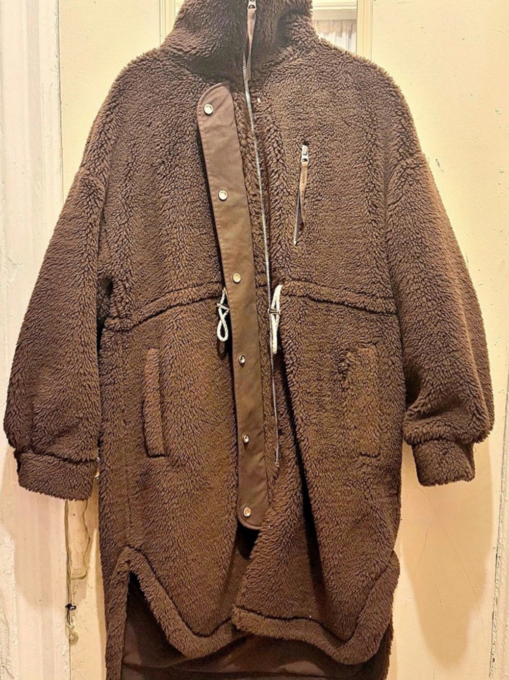 Varley Jones Sherpa Coat Teddy Jacket Brown Size Small